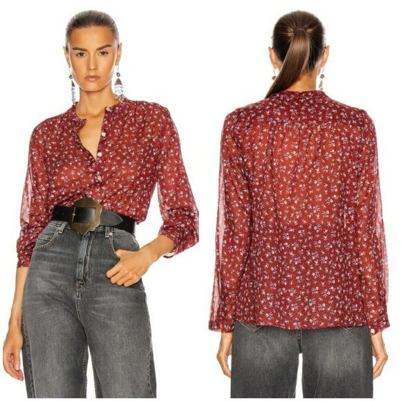 💕ISABEL MARANT ETOILE💕 Maria Blouse ~ Grenat EU 38/US 6 - Picture 1 of 16